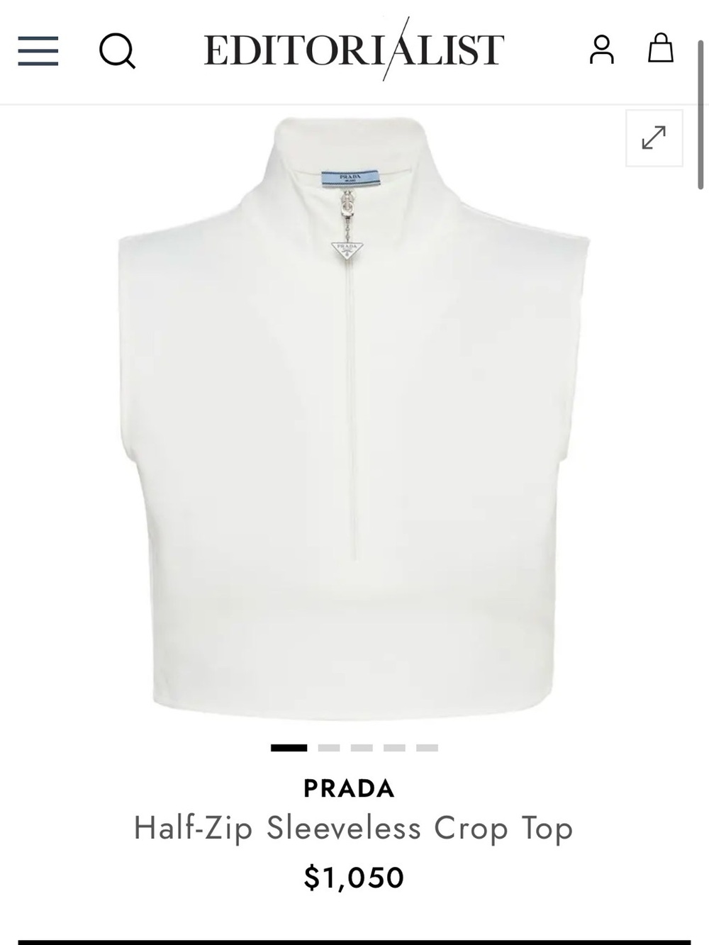 Prada Half-Zip Sleeveless Crop Top